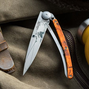 DEEJO COUTEAU 37G, MIROIR CAMO ORANGE PECHE A LA MOUCHE