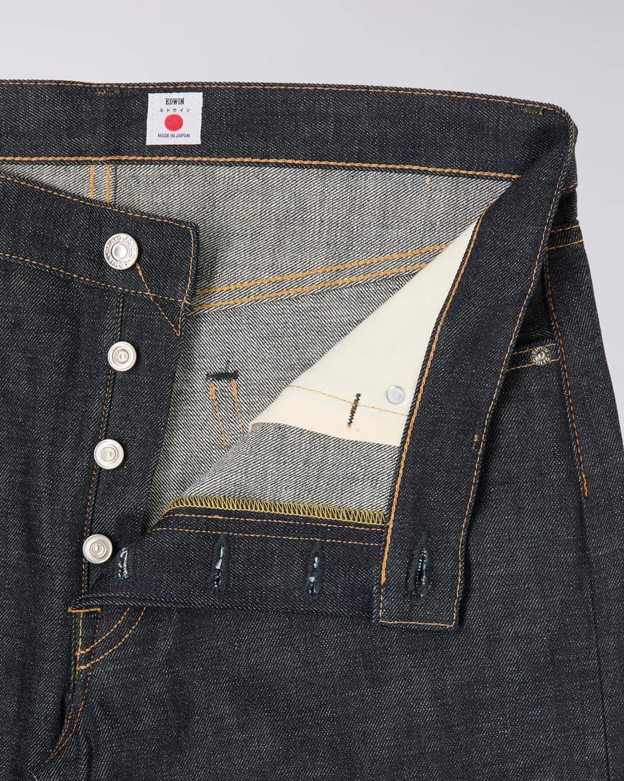 EDWIN REGULAR TAPERED DARK PURE INDIGO RAINBOW SELVAGE 13.5 OZ UNWASHED