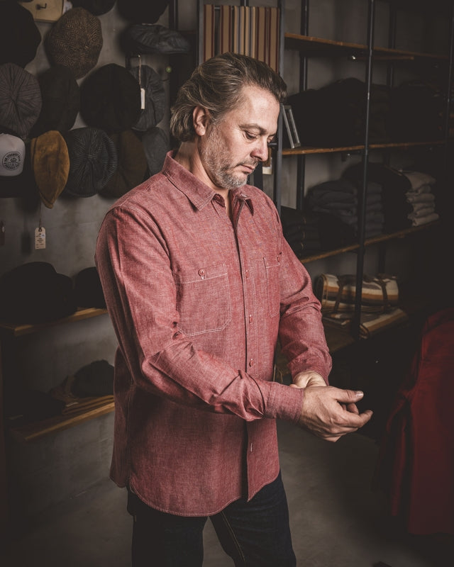 PIKE BROTHERS 1940 USN CHAMBRAY SHIRT HARBOR RED