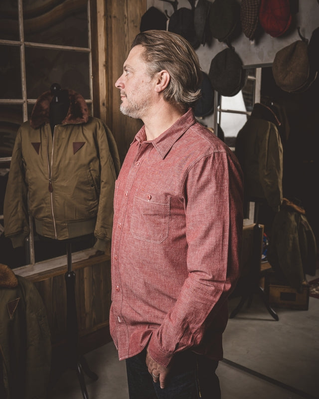PIKE BROTHERS 1940 USN CHAMBRAY SHIRT HARBOR RED