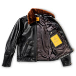 Charger l&#39;image dans la galerie, SHANGRI-LA HERITAGE “Varenne” Fur Collar Black Leather Jacket
