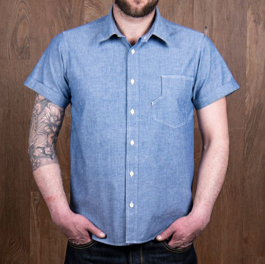 PIKE BROTHERS 1937 ROAMER SHIRT SHORT SLEEVE BLUE CHAMBREY
