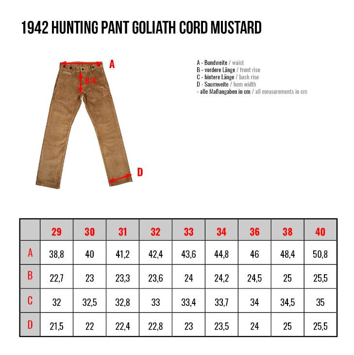 PIKE BROTHERS 1942 HUNTING PANT GOLIATH CORD MUSTARD