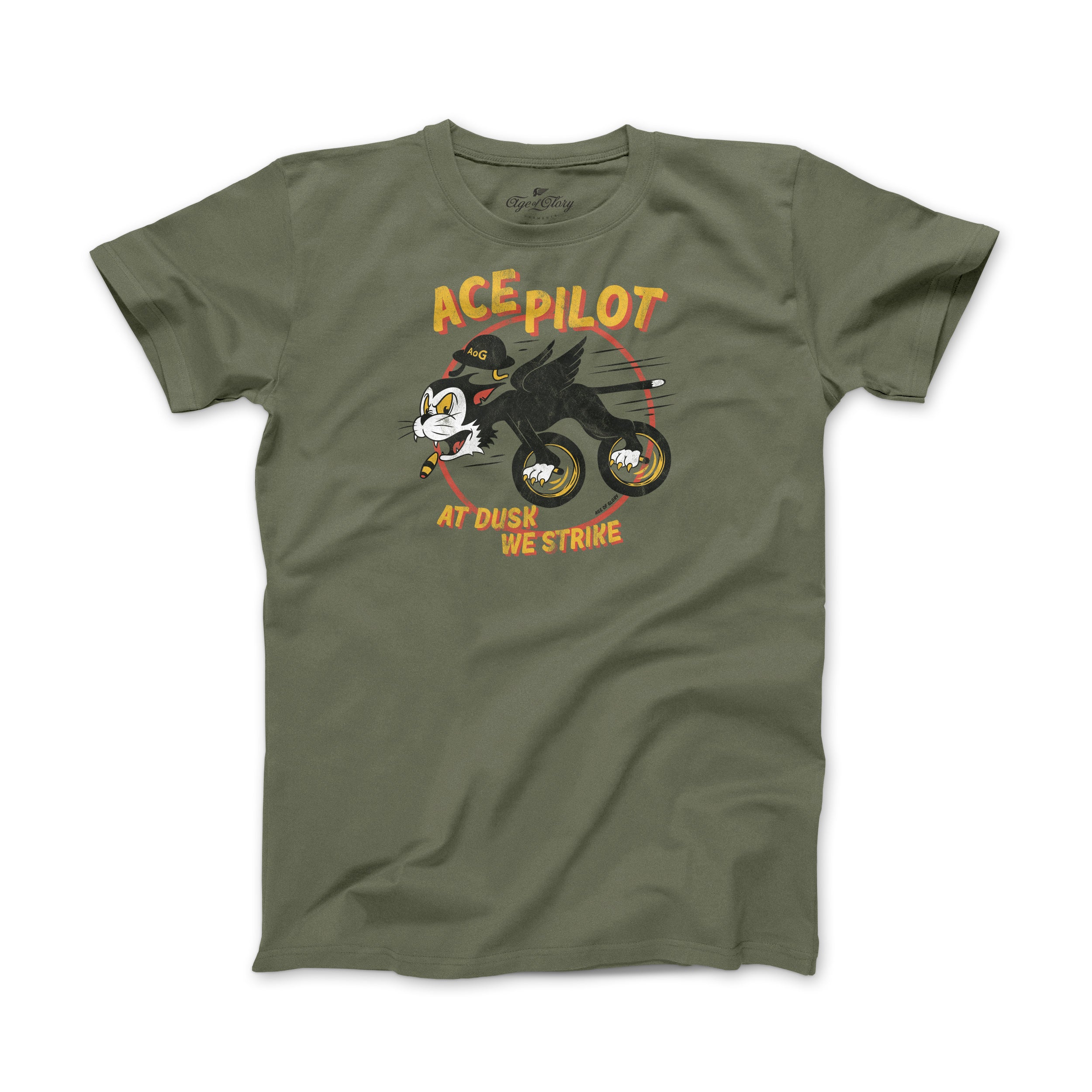 AGE OF GLORY Ace Pilot Tee Army Green